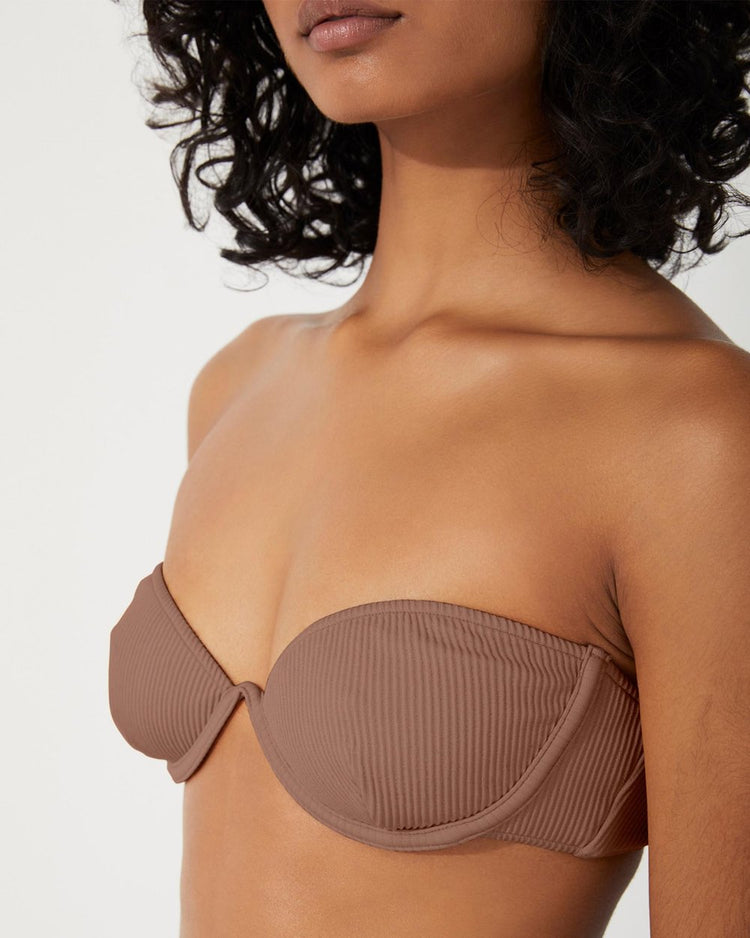 Rib Balconette Bra Cup | Chocolate