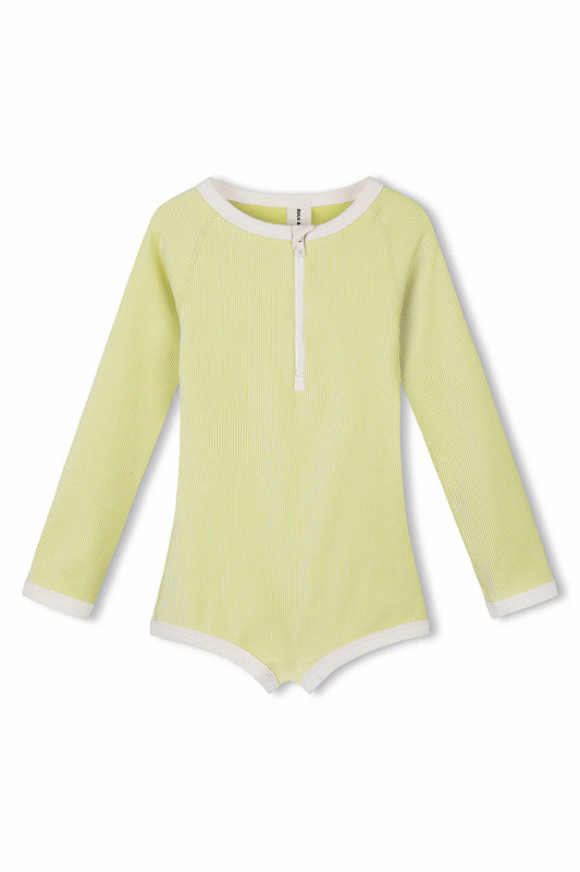 Mini Stripe Rib Rashie Onesie | Citrus