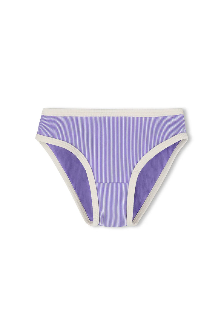 Mini Stripe Rib Bikini Bottom | Grape