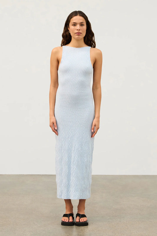 Ripple Textured Knit Dress | Powder Blue