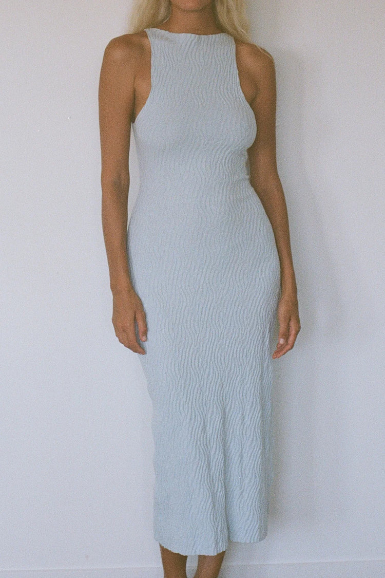 Ripple Textured Knit Dress | Powder Blue