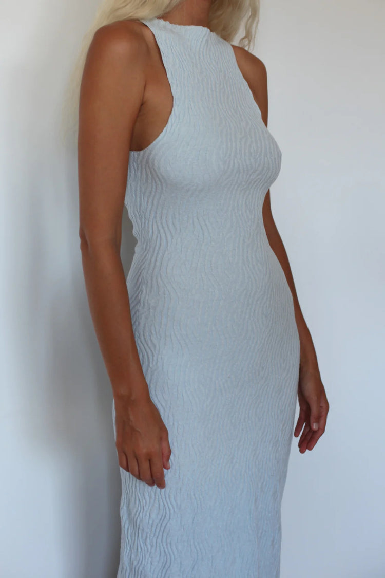 Ripple Textured Knit Dress | Powder Blue